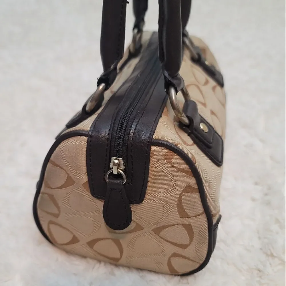 Liz Claiborne Vintage Beige & Brown Satchel Handbag